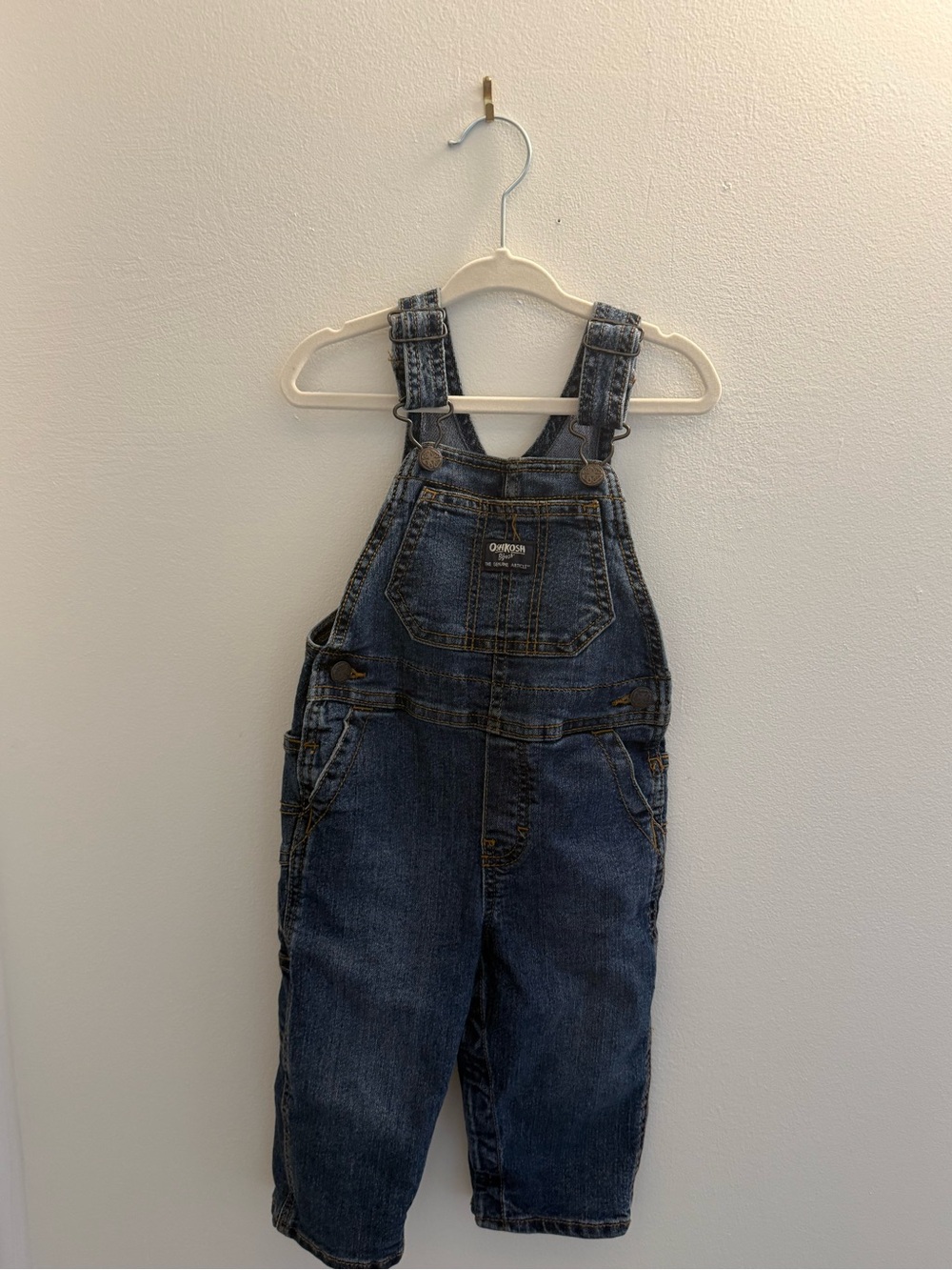 EUC OshKosh B'gosh Classic Denim Overalls in Dark Wash Size 18mo